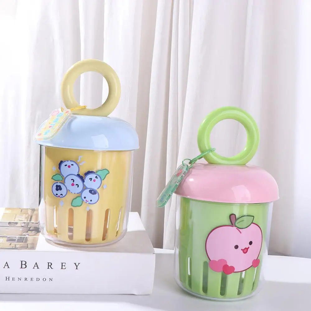 

Fruit Cleaning Cup Double-layer Salad Cup with Fork Leak-proof Fruit Drain Cup Plastic Sealed Yogurt Drain Cup School