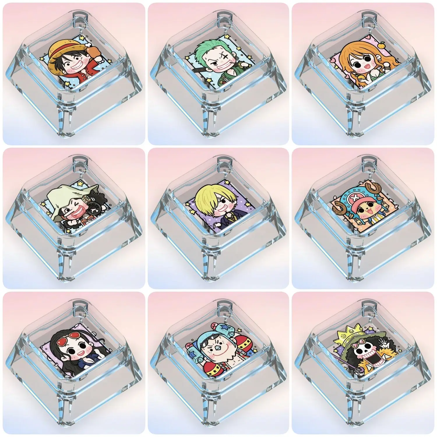 One Piece Q Version Mechanical Keyboard Personalized Keycaps Cross Axis Body Keyboard Cap Transparent Keycaps Gifts Toys