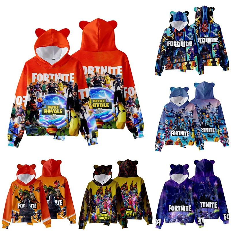 Детские толстовки с капюшоном Fortnite Game, осенние топы с длинными рукавами в стиле аниме, толстовка унисекс с 3D игровым принтом, повседневное пальто, уличная одежда, подарок для детей