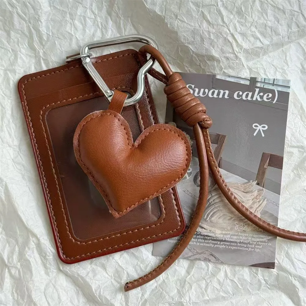 Sweet Cool PU Leather Card Sleeve Bag Pendant Korean Style Bus Card Protector ID Card Holder Bus Card Use