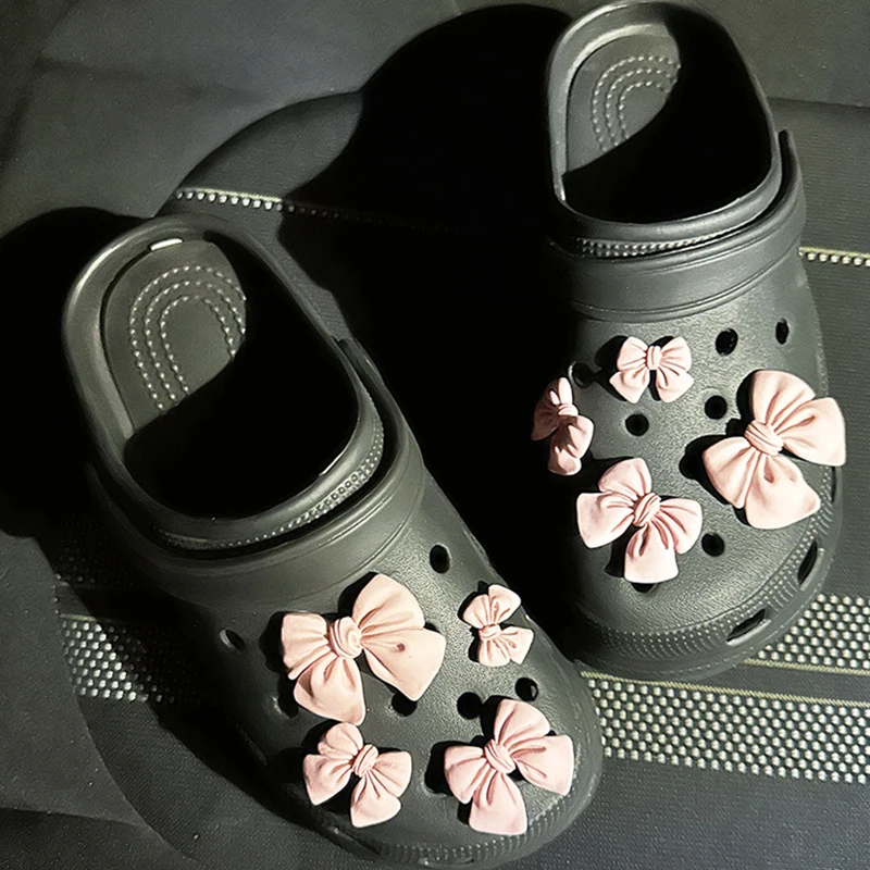 Gummi lila Bogen Schuh Charme DIY Schuh dekorationen Knopf Zubehör für Bogg Bag Slides Sandalen Clogs Kinder Geschenke