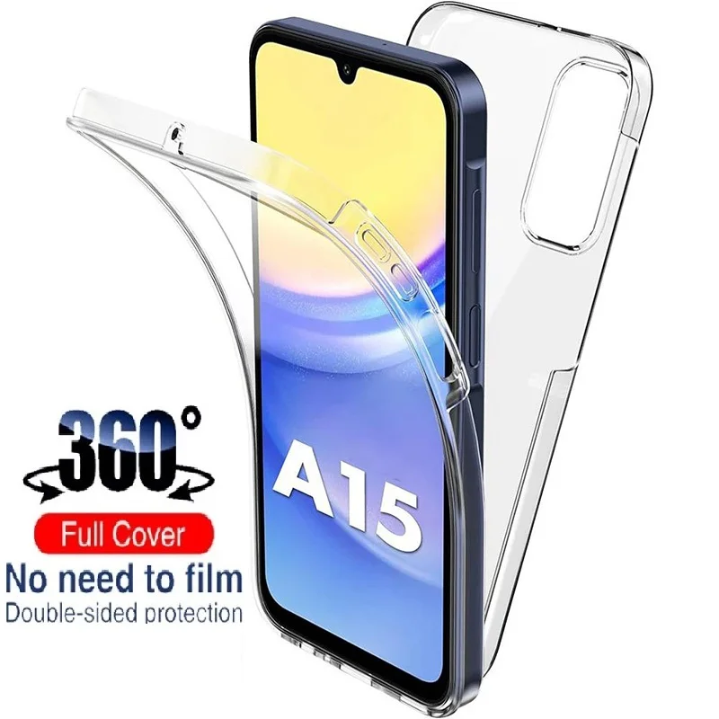 360° Full Cover Silicone Case For Samsung Galaxy A15 A35 A55 A14 A54 A34 A53 A52 A51 A71 A70 A50 A13 Clear Hybrid PC Hard Coque