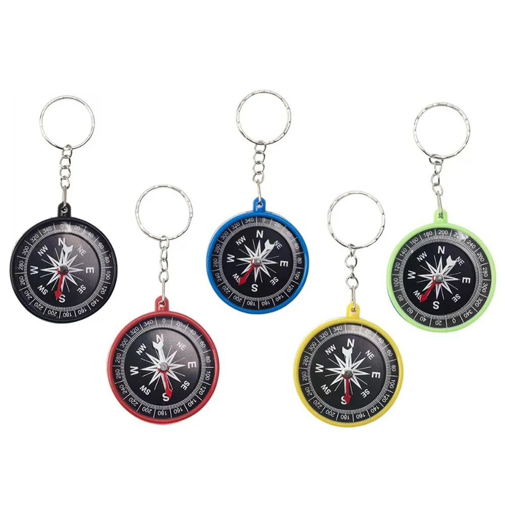 Outdoor Camping Kids Activities - Pointer‑Type Multi‑Colour Plastic Compass Keychain Outdoor