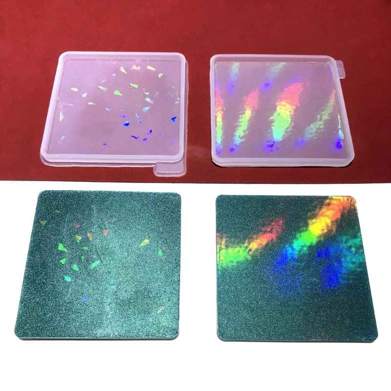 DIY Holographic Light and Shadow Coaster Silicone Mold Coffee Tea Tray Cup Mat Pad Epoxy Resin Casting Mould Office Home Decor