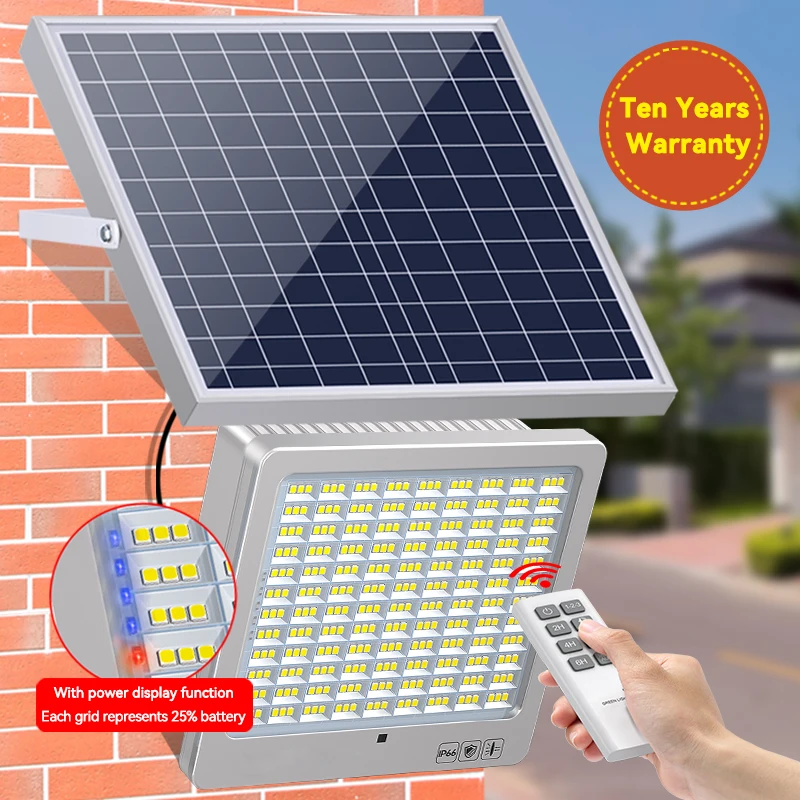 OUFULA Solar Flood Light With Remote Control Waterproof IP65 LED Outdoor Floodlights Lamp For Courtyard Garden Balcony