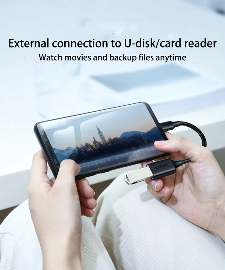 UGREEN OTGアダプターケーブル Type-Cオス - USB A 3.0メス OTGケーブル 超高速伝送 外部接続ケーブル