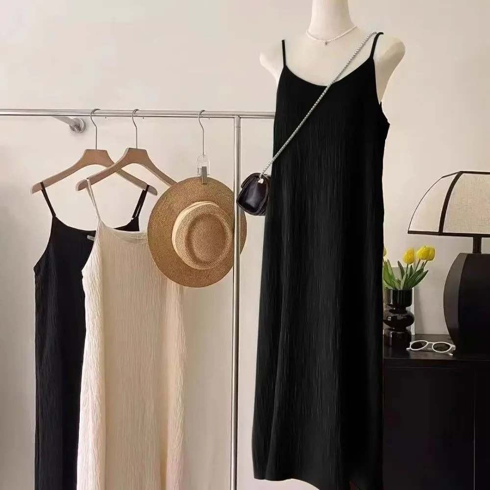 Fashion French Style Cami Maxi Dress Sleeveless Loose Fit Loose Fit Dress Long Length Sleeveless Maxi Dress Vacation