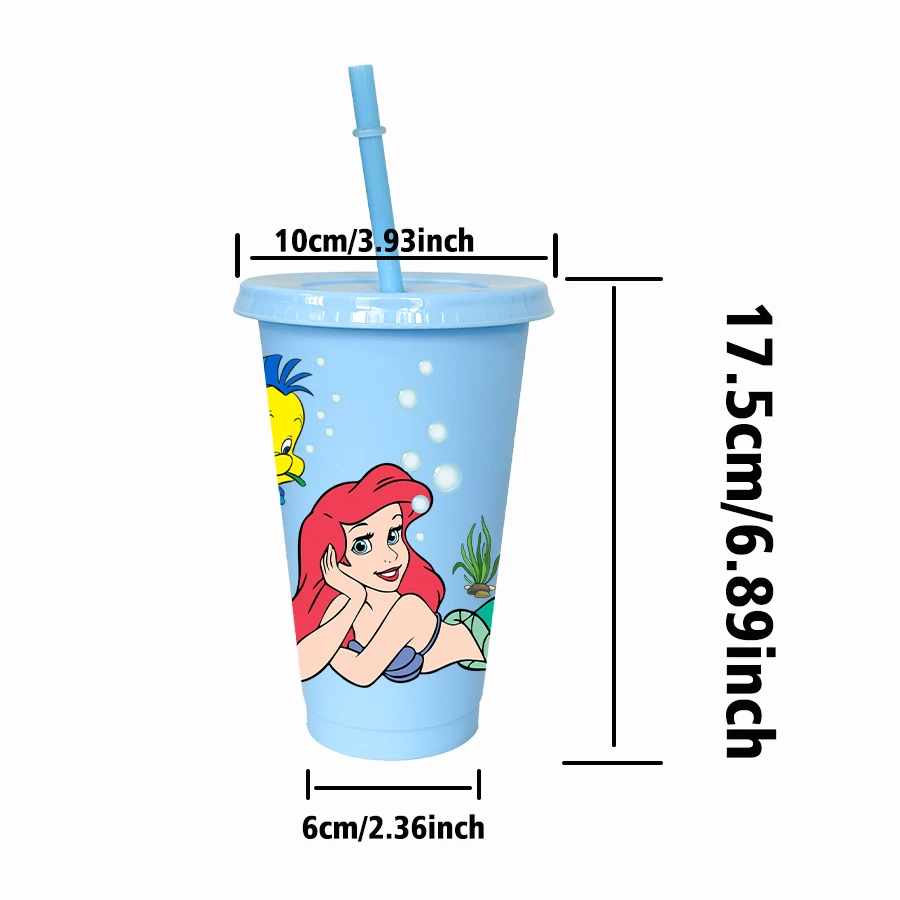 12 قطعة/الحزمة ديزني، حورية البحر، فقاعة 26 أونصة متعددة الألوان كوب ماء بلاستيكي مجموعة مشروبات الحفلات هدية عيد ميلاد/العودة إلى المدرسة