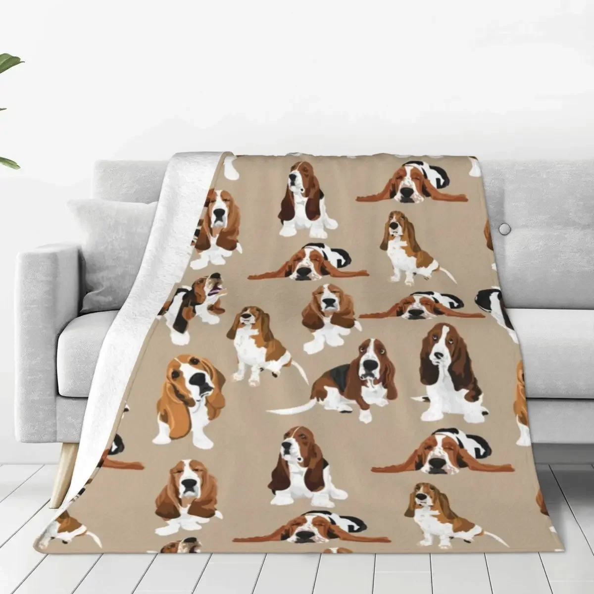 Basset Hound Super Warm Blanket Brown Dog Animal Camping Throw Blanket Winter Colorful Design Flannel Bedspread Sofa Bed Cover