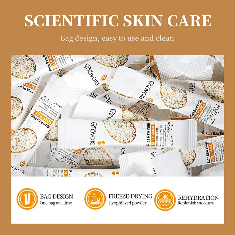 Travel Size.Rice Pulp Sleeping Mask: Moisturizes, Absorbs Well, Brightens And Evens Skin Tone, Leaving Skin Smooth And Elastic