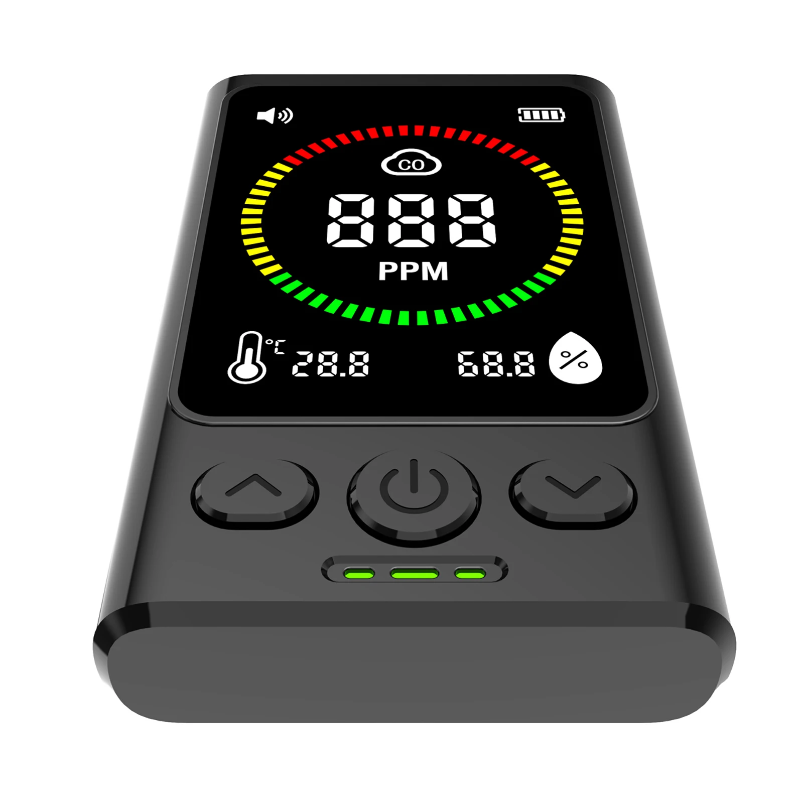3-in-1 Koolmonoxide Detector Oplaadbare Temp Vochtigheid Monitor met LCD Display CO Alarm Detector voor Home Hotel RV