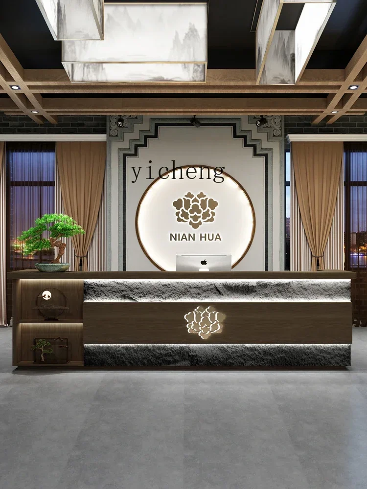 Chinese Retro Hotel Cashier Restaurant Bed & Breakfast Reception Desk Tea House Ear Cleaning Foot Bath Bar Counter