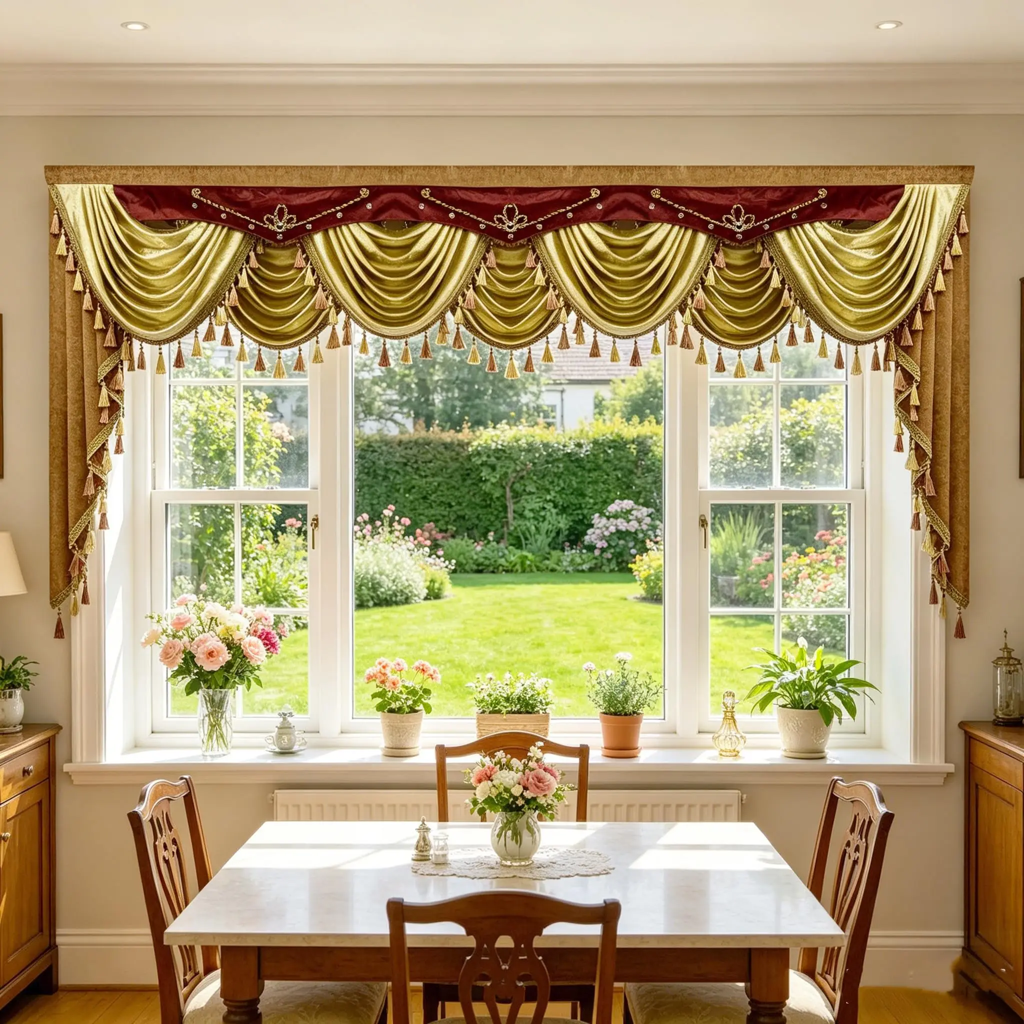 1pc W118 Inch European Waterfall Curtain Valance for Living Room
