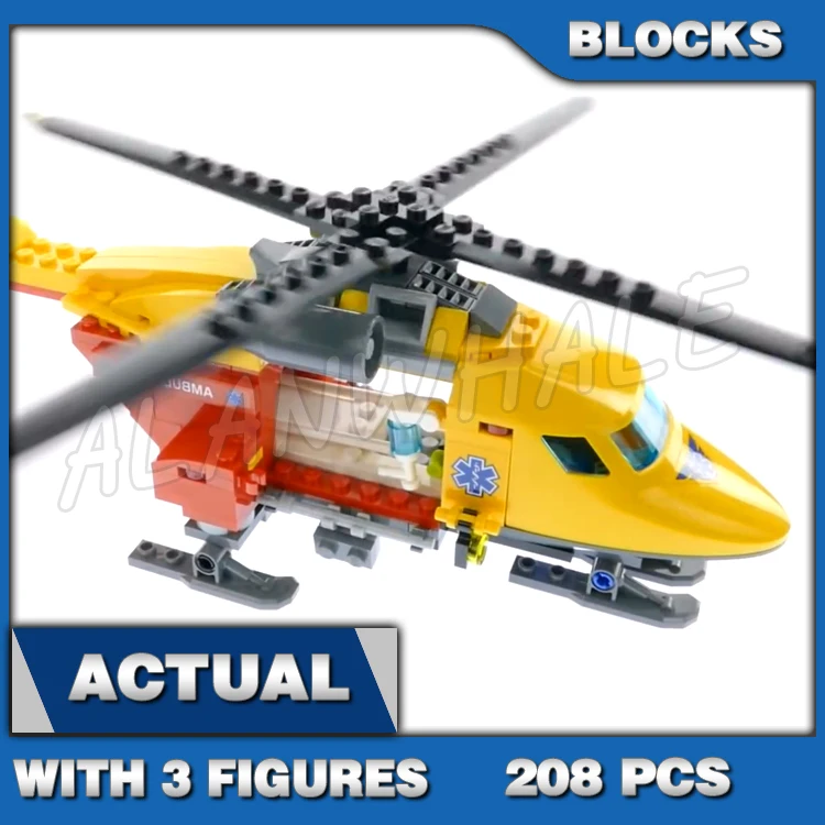 208 Uds. Equipo de rescate urbano ambulancia helicóptero montaña Snowboarder Camilla 10651 juguetes de bloques de construcción compatibles con el modelo