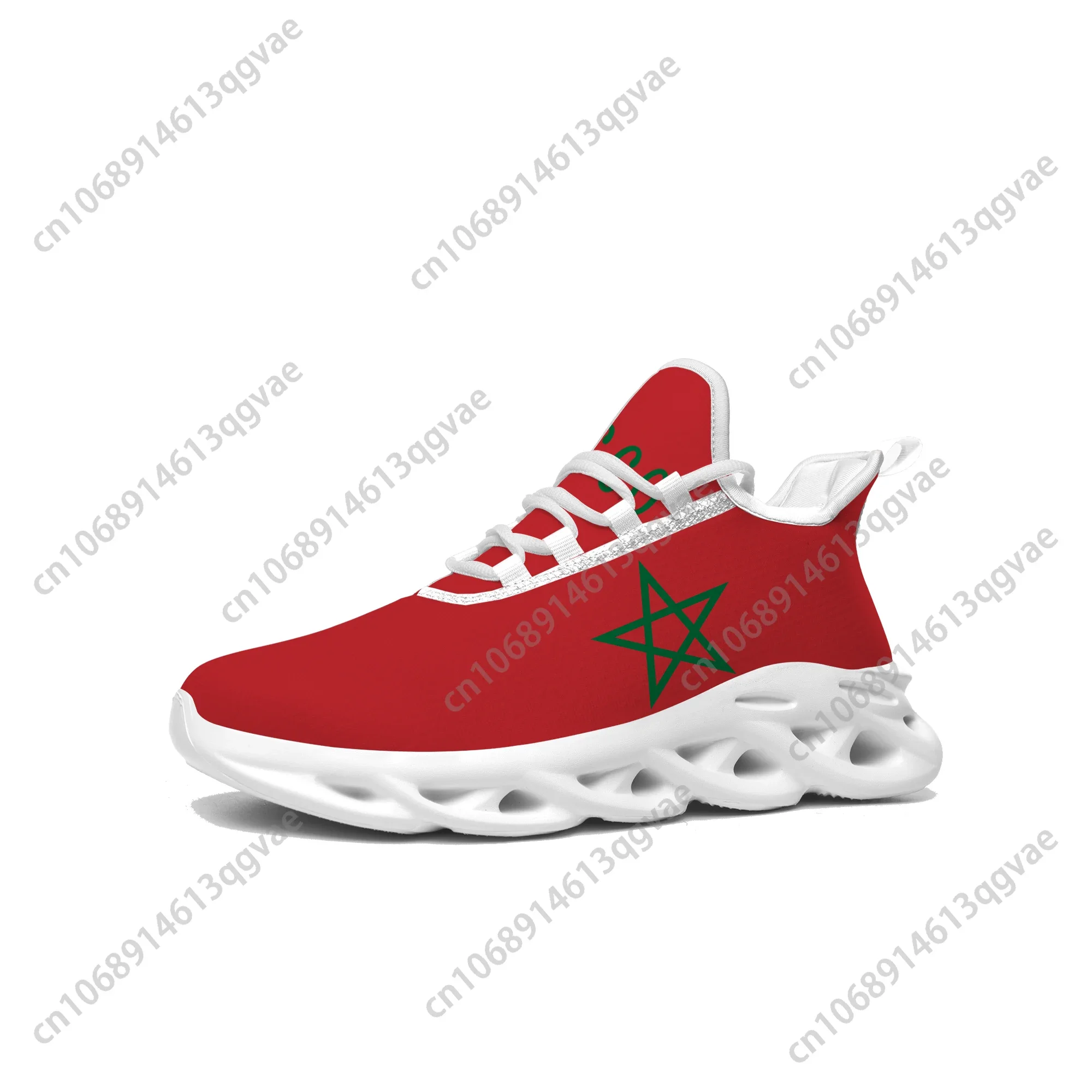 Moroccan Flag Flats Sneakers Mens Womens Sports Morocco Shoes High Quality Sneaker Lace Up Mesh Footwear Tailor-made Shoe White