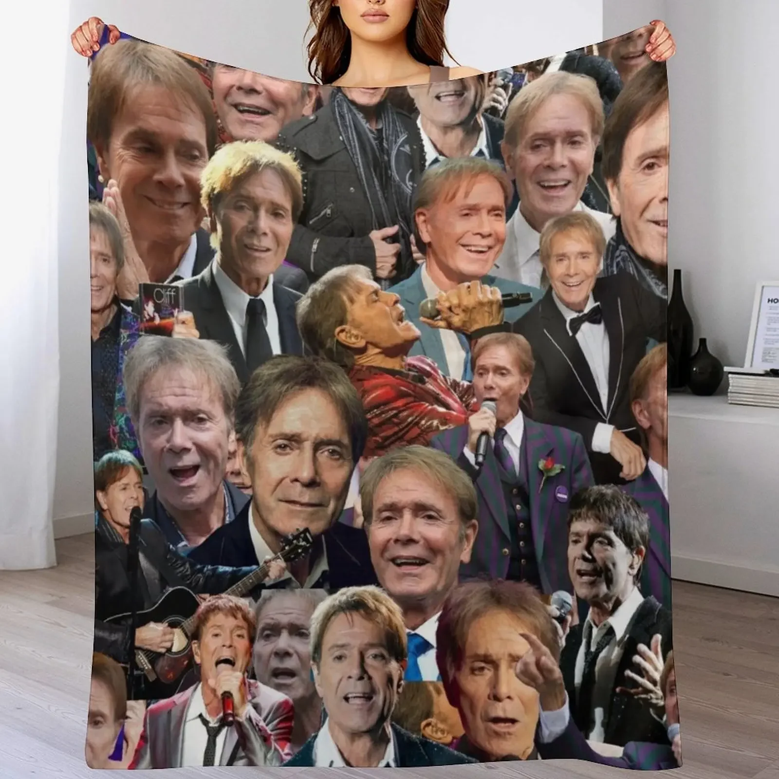 

Cliff Richard Abstract Collage Throw Blanket Flannel Fleece Soft Warm Throw Blanket