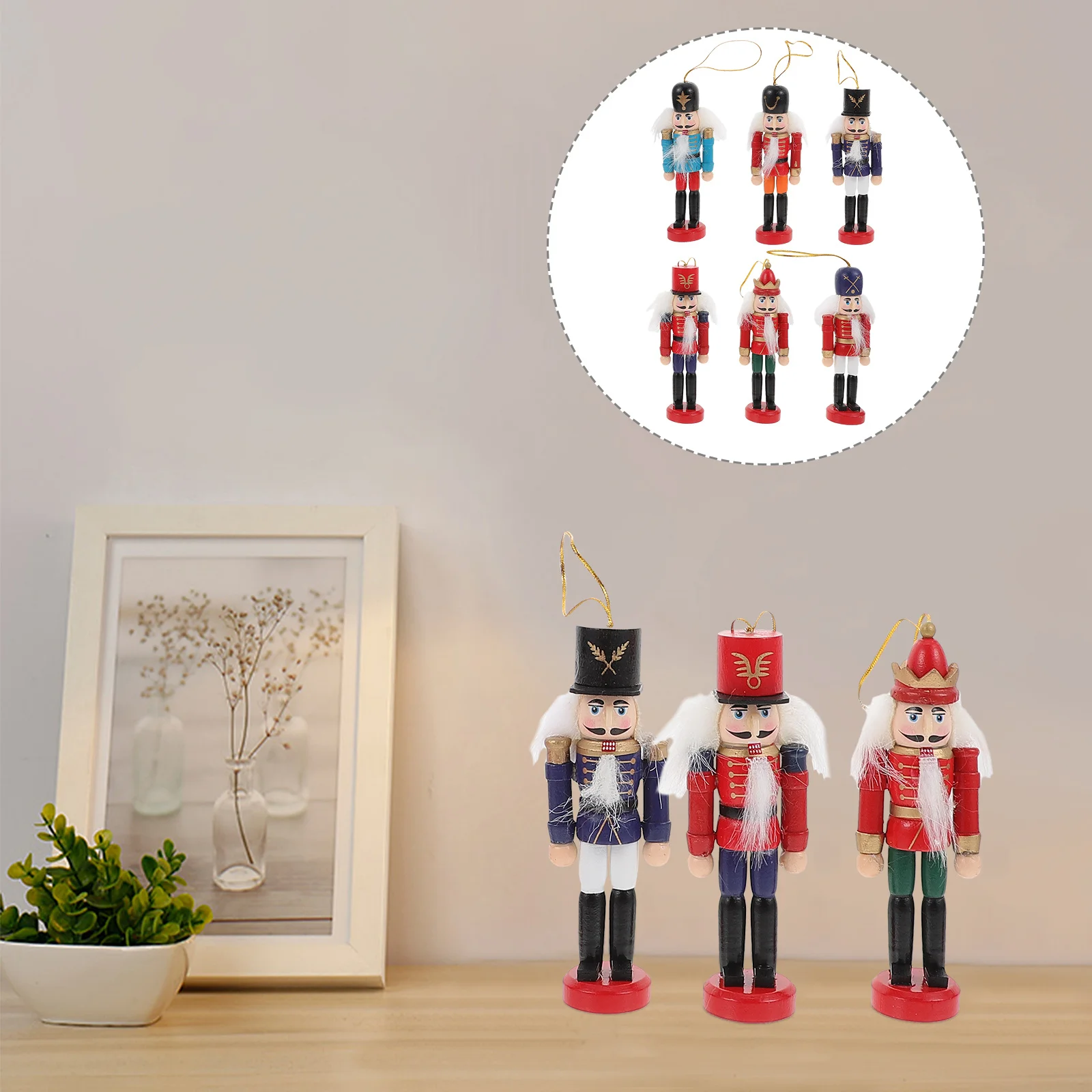 1 set 1 Set Wooden Nutcracker Figures Soldier Puppet Desktop Decor Walnut Adornment Craft Wooden Decor