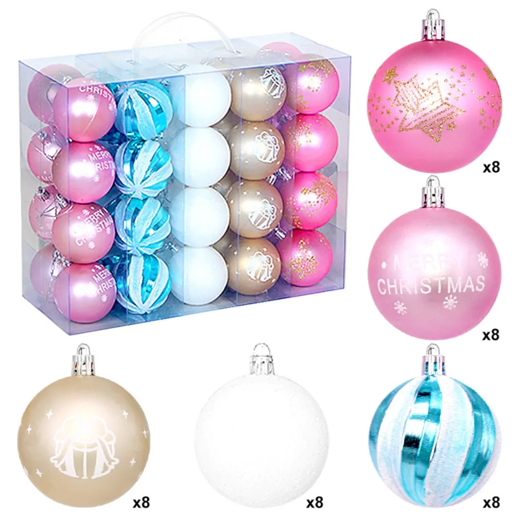 

40PCS High-quality Plastic Christmas Ball Set 6cm Multicolor Xmas Ornament Ball Suspensable Xmas Baubles Scene Supplies