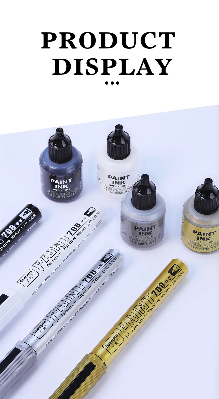 Permanente Farbmarker-Stifte mit Tintenset Gold Silber Weiß 2mm Kunstmarker Reifenprofil Gummi Stoff Metall Metallic-Marker-Stifte – Detail 19