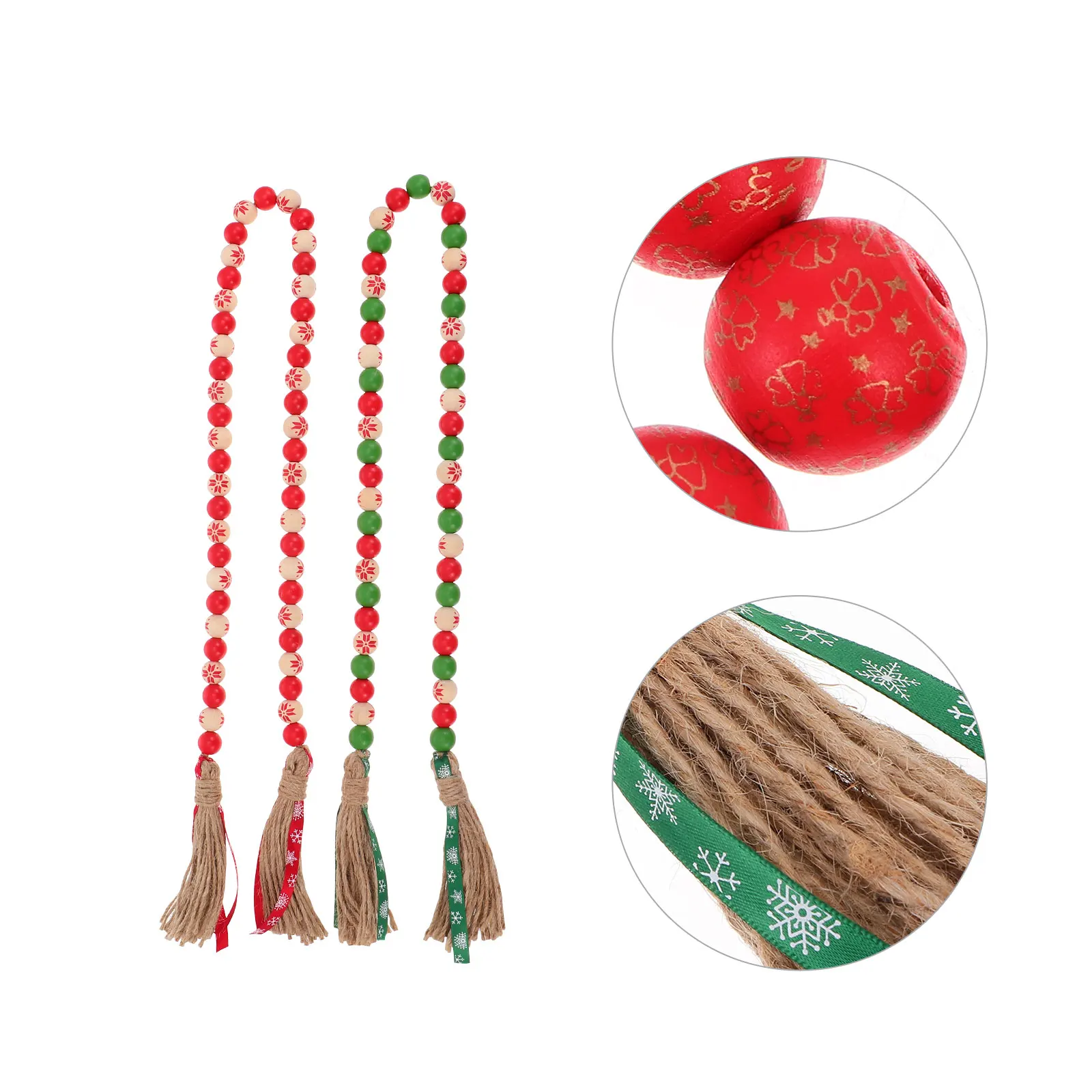 

2Pcs Wooden Tassel Hanging Pendant Wooden Beads Pendant Beads String Home Festive Christmas Decor Decor