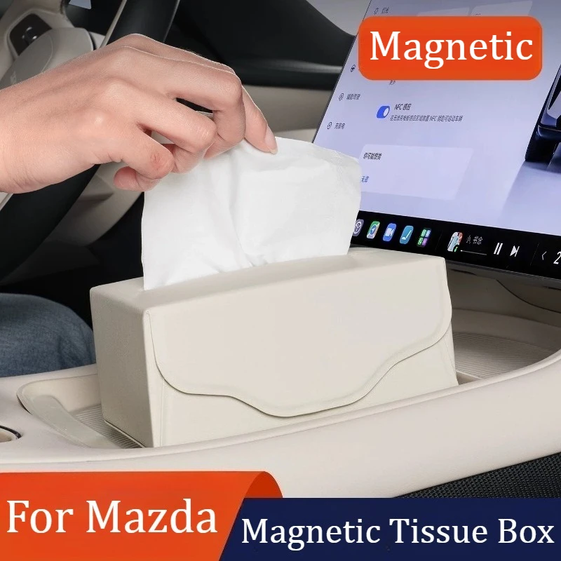 Car Magnetic Tissue Box Car Carton Bag Tissue Holder Tissue Case For Mazda 3/6/6e/CX-30/CX-4/CX-50 Interior Accessories Tools