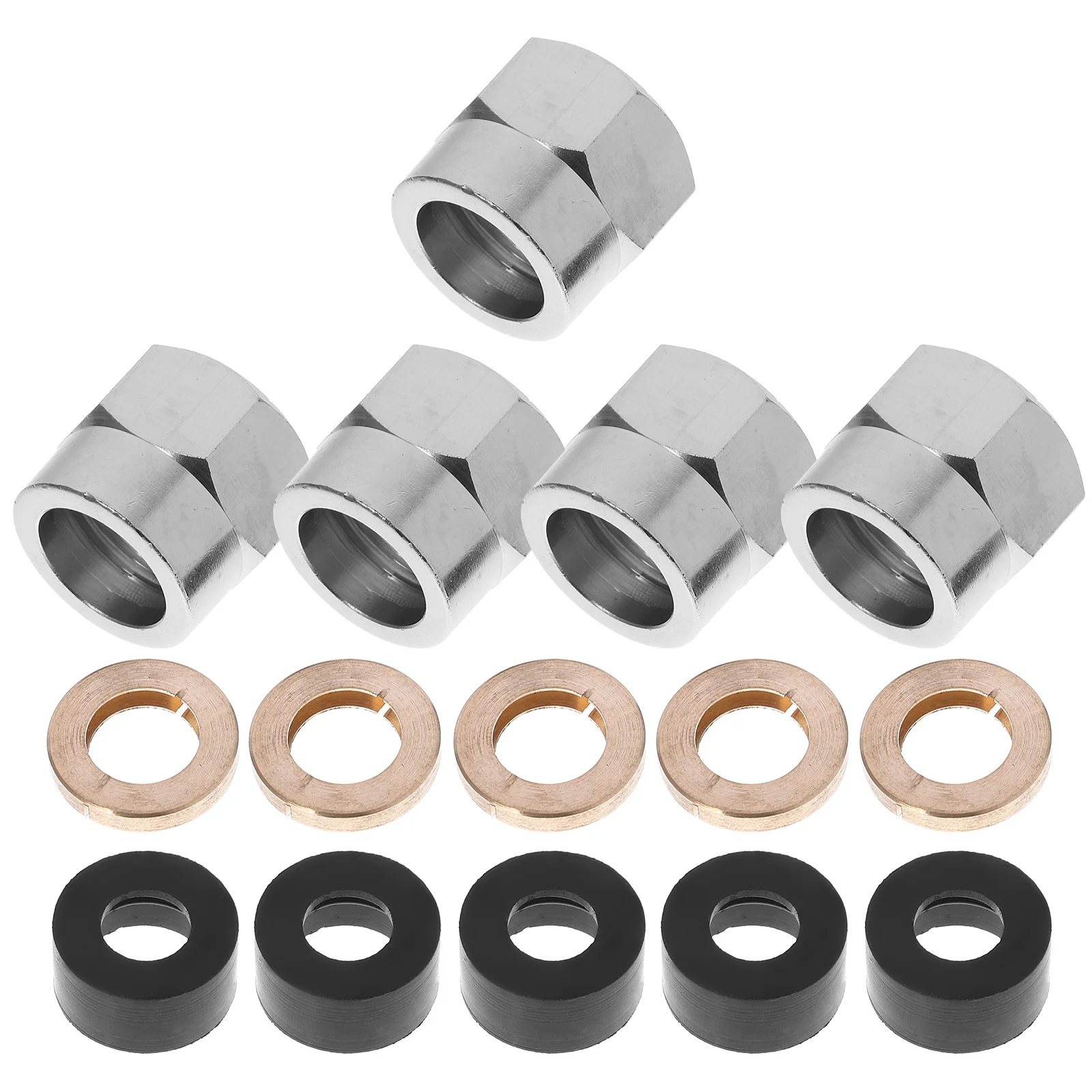 

5pcs 3/8 Inch Stainless Steel Pipe Flare Nut For Gas Connector Safety, Tube Fitting Coupling With Spring Washer, Durable Gas