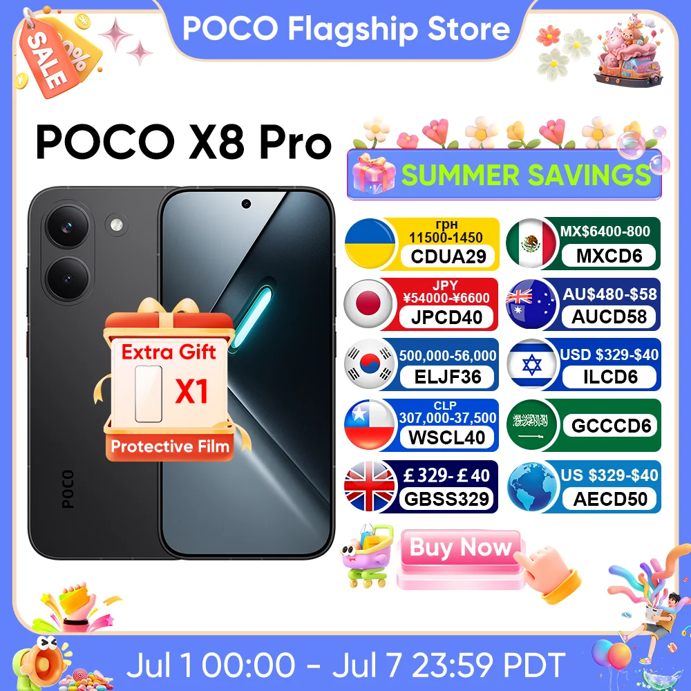 �y�Z�[�����z�ŐV���� POCO X8 Pro �O���[�o���� 5G�X�}�[�g�t�H�� Dimensity 8500-Ultra 6.59�C���` AMOLED�f�B�X�v���C 50MP 6500mAh 100W HyperCharge