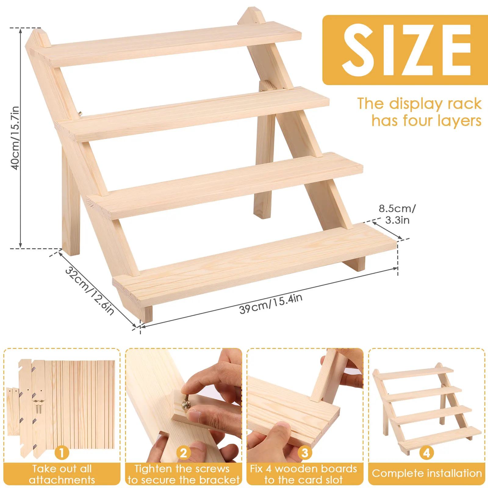 Wooden Display Stand Organizer Wood Riser Display Shelf for Wedding Party Dessert Cupcake Jewelry Collectibles Display Riser