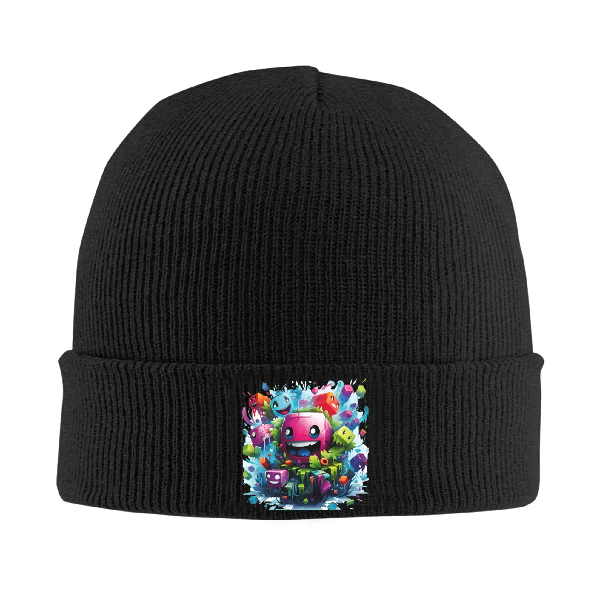 Game Geometry Dash Runner Knit Hat Beanies Autumn Winter Hat Warm Unisex  Street Geometric Dash Cap for Men Women Gift,