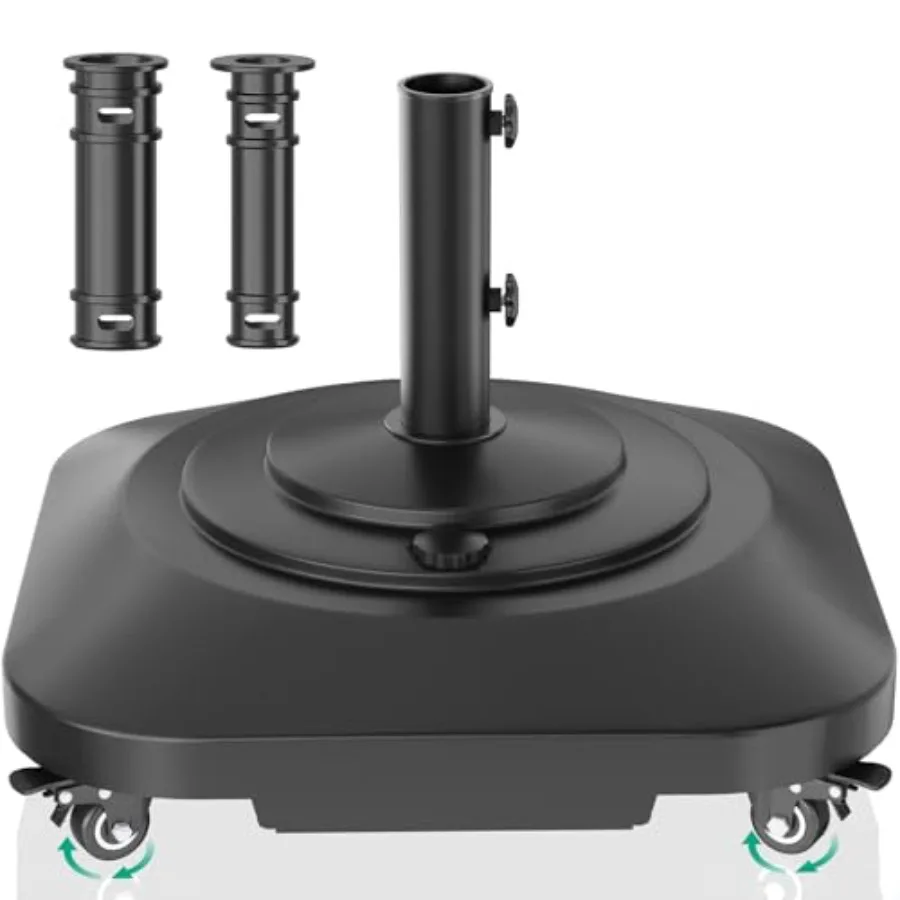 

Umbrella Base with Wheels Umbrella Stand Base Heavy Duty 100lb Windproof Fillable Umbrella Base Mobile Square Umbrella Stand Ou