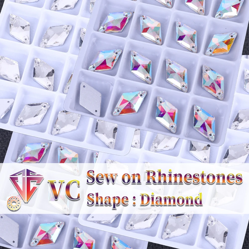 Aufnähen AB Strass Rautenform Flatback Glaskristalle für Kleidung Brautkleider Schuhe Taschen Alles für Dekoration DIY