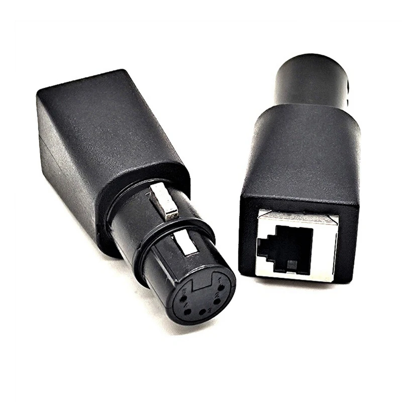 

1Pair DMX To RJ45 Connector RJ45 Ethernet To 5 Pin XLR DMX Female & Male Adapter For Audio Video, Durable