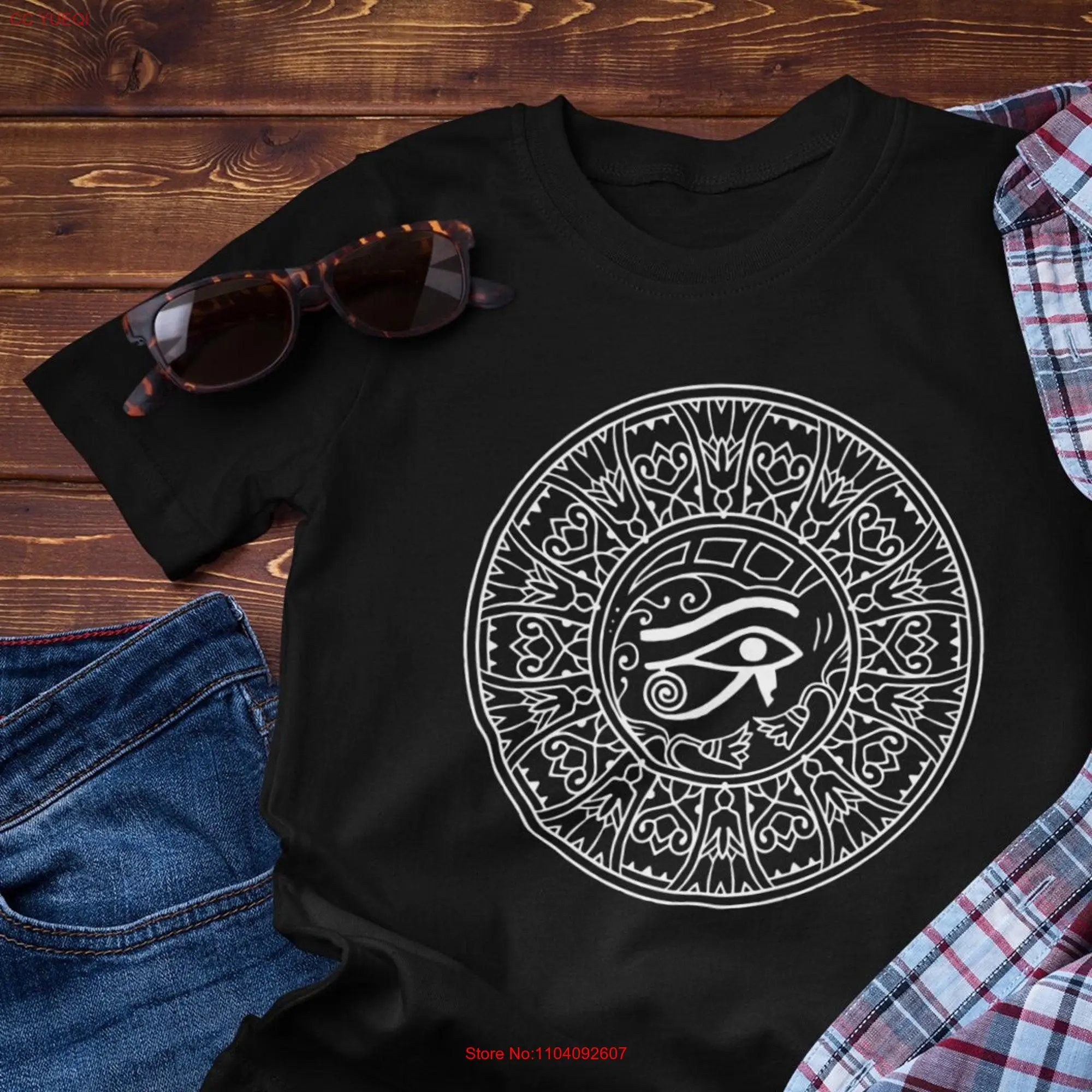 Eye of Horus T Shirt Egyptian Sacred Geometry aesthetic sun ra God long or short sleeves