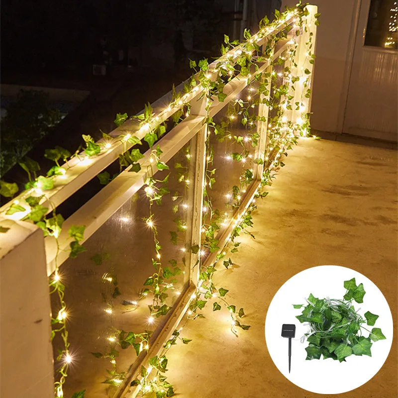 Solar Lights Green Leaf Waterproof Outdoor Garland 10M/5M/2M Solar Lamp Christmas Garden Wedding Party Decoration