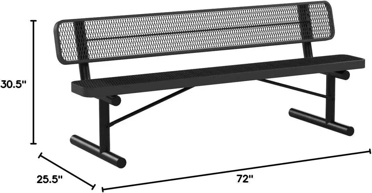 

Heavy-Duty Portable Outdoor Bench Thermoplastic Coated, Expanded Metal, Commercial-Grade Seating