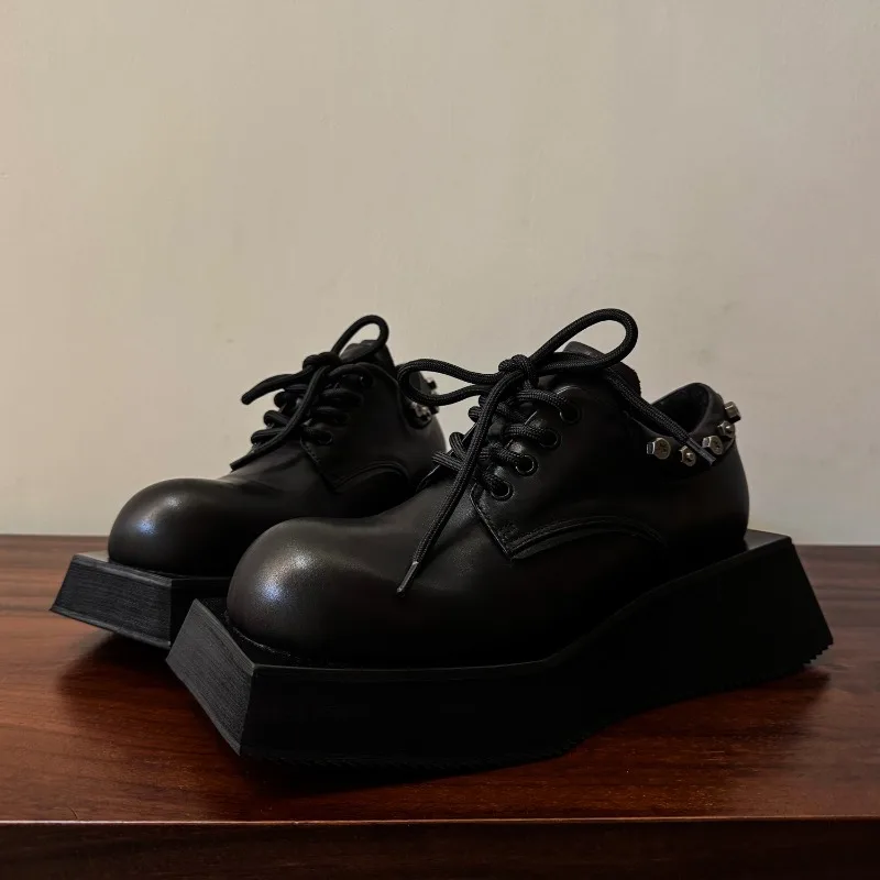 New Design Men Derby Shoes Thick Sole Height Increase Casual Leather Shoes Premium Genuine Leather Formal Shoes Zapatos