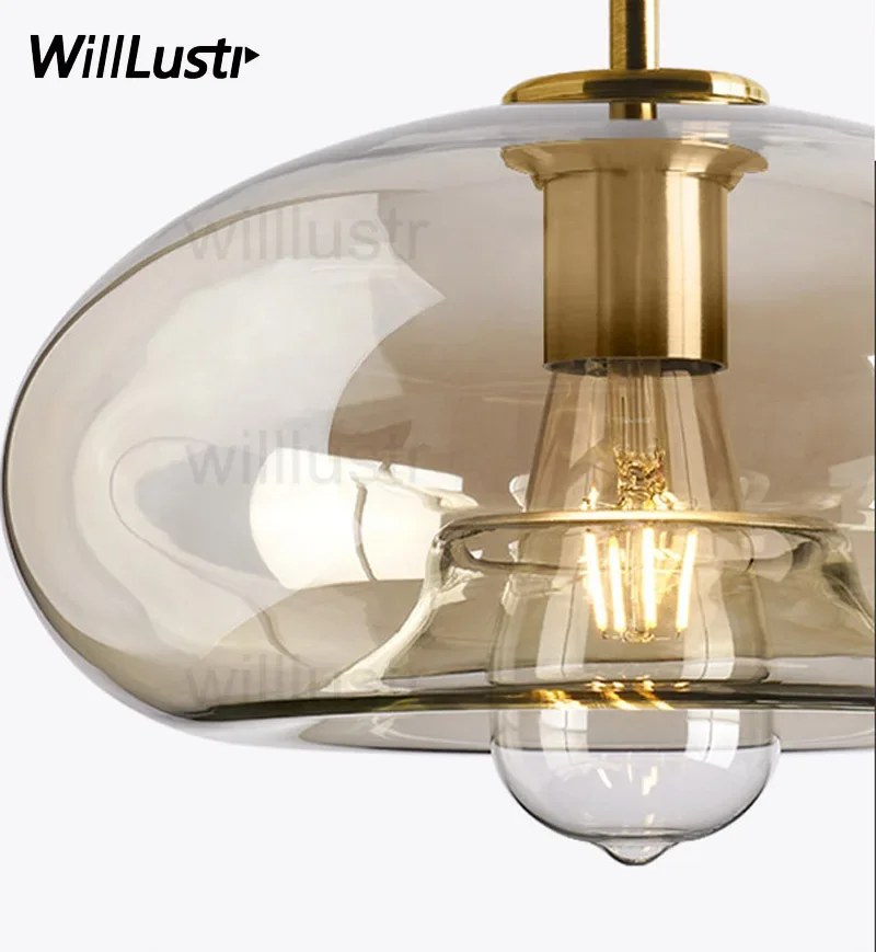 اليدوية الفم الزجاج المنفوخ قلادة مصباح الشمبانيا تعليق ضوء فندق مقهى بار الطعام غرفة نوم سقف معلق الثريا #3