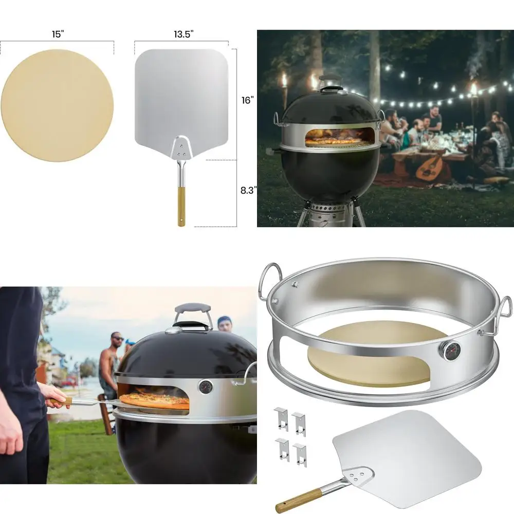 

Набор для приготовления пиццы с камнем и лопаткой для грилей-кеттов диаметром 22 дюйма