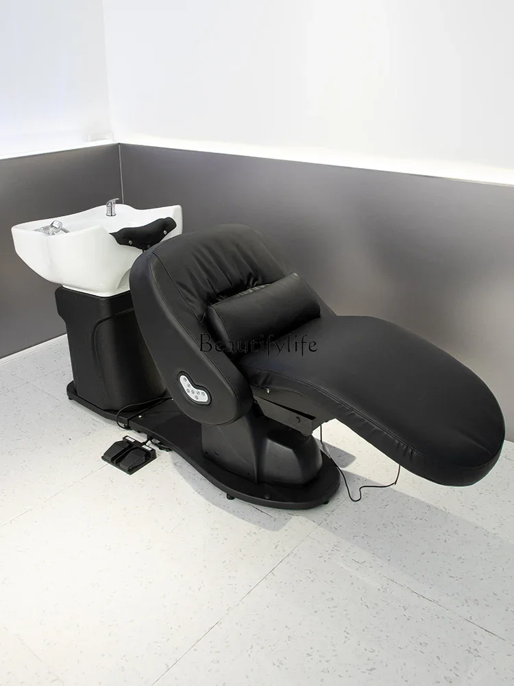 Simple Barber Shop Shampoo Chair Step Half Lying Flush Ceramic Large Basin Japanese Style