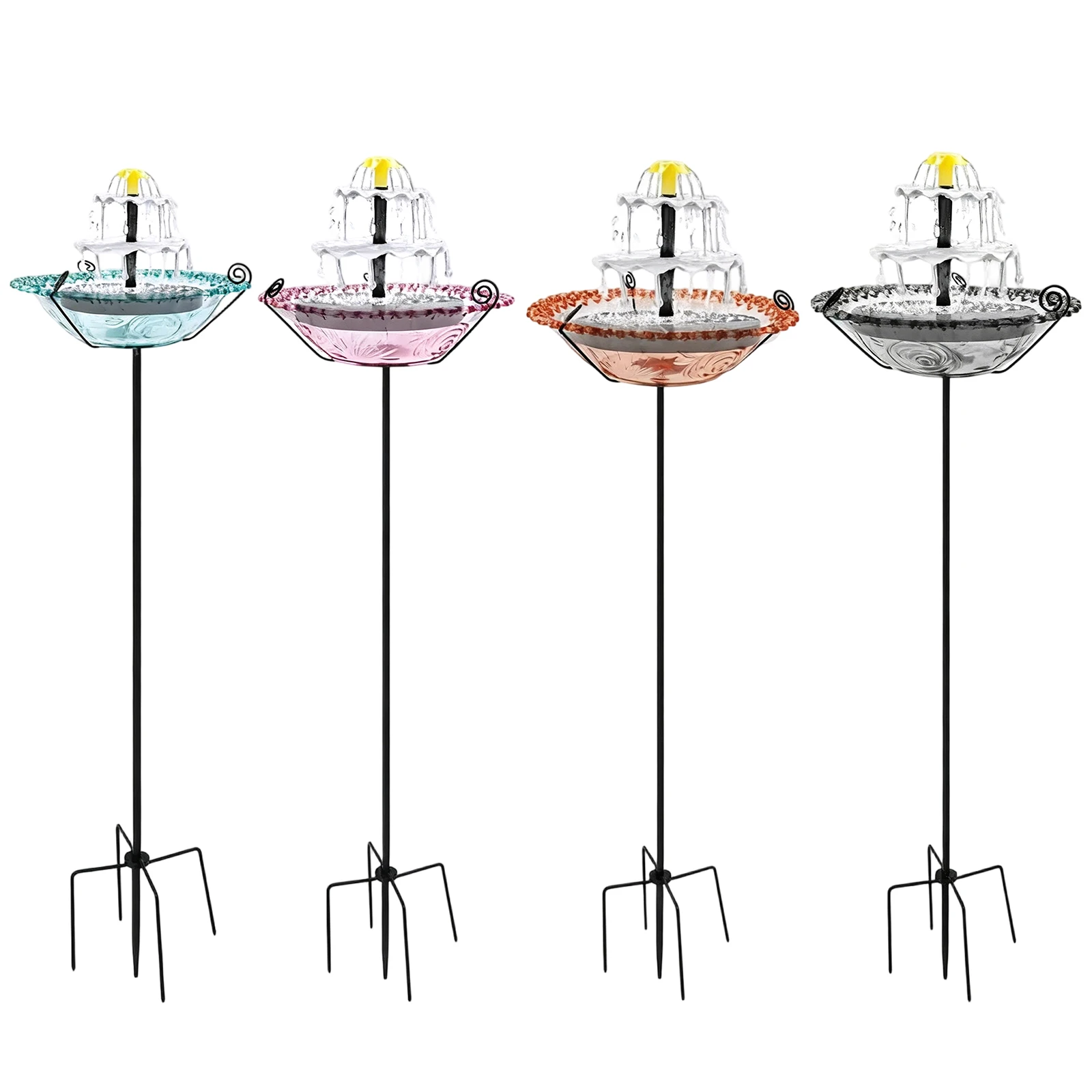Bird Bath for Outside with Solar Fountain 5 Prongs Base Bird Drinking Station Bird Bath Waterer Garden Accent for Yard and Patio