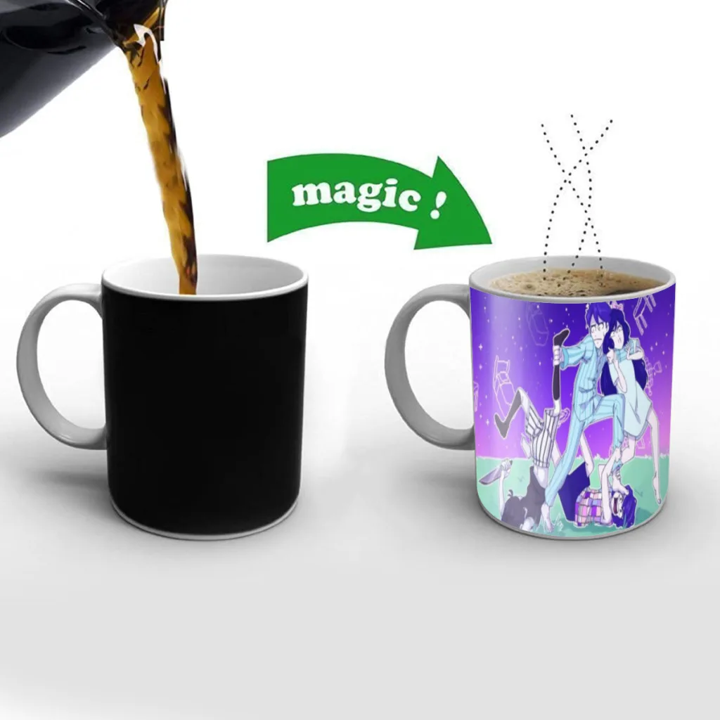 

Omori Art Free shipping Mug Changing Color Ceramic Coffee Mugs Magic Tea Cup Best Gift For Your Friends