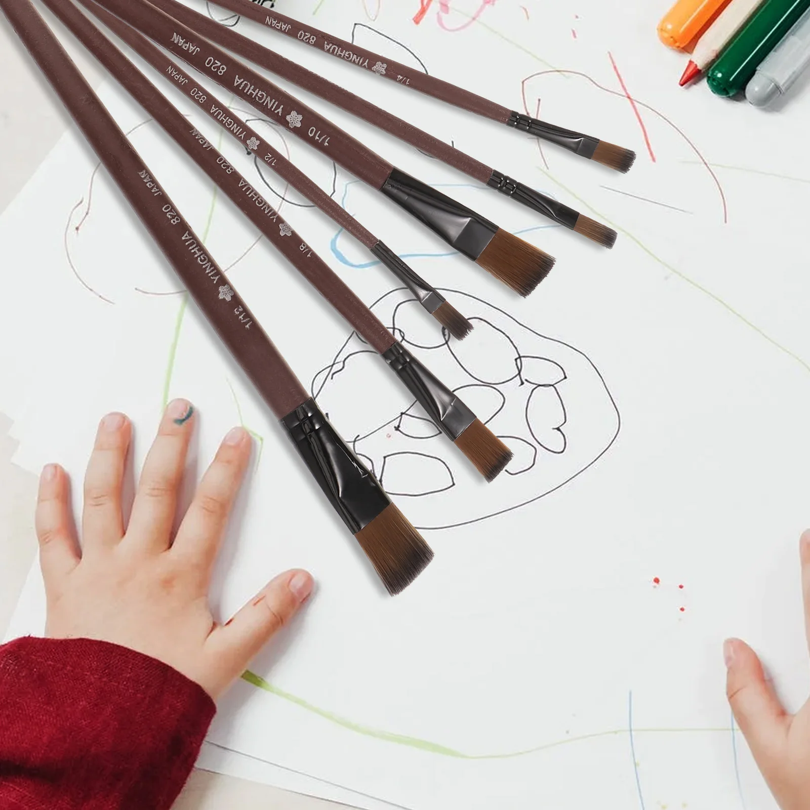 

6pcs Professional Artist Paint Brushes Set Weasel Hair Water Absorption Flexible School Art Supplies Watercolor Oil Painting