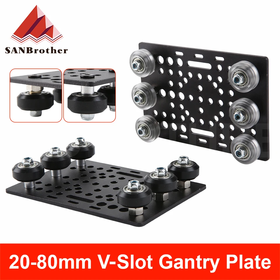 V-Slot Gantry Set 20-80mm Gantry Plate With Wheels For Aluminum Profiles Vslot Aluminum Plate Kits Gantry Plat 3D Printer Part