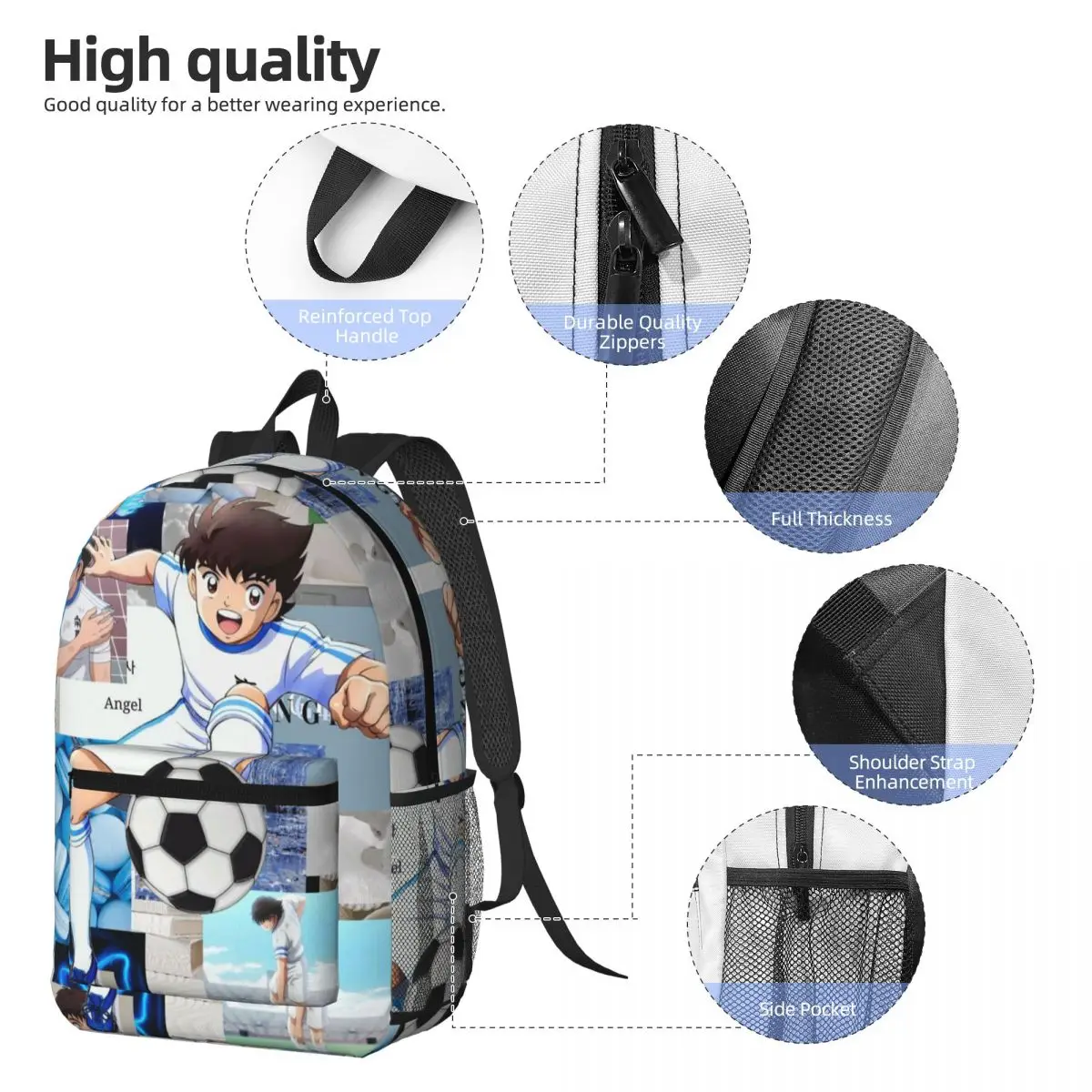 Ozora Oliver Atom Capitan Tsubasa Backpack Boys Girls BookBag Kids School Bag Laptop Shoulder Bags for Men Women
