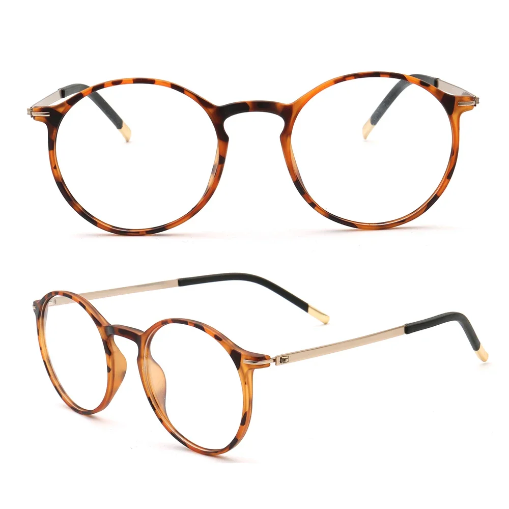 

Fashion Women Vintage Round Eyeglass Frames Men Lightweight Glasses Frames TR Tortoise Grey Red Clear Optical Eyeglasses Frames