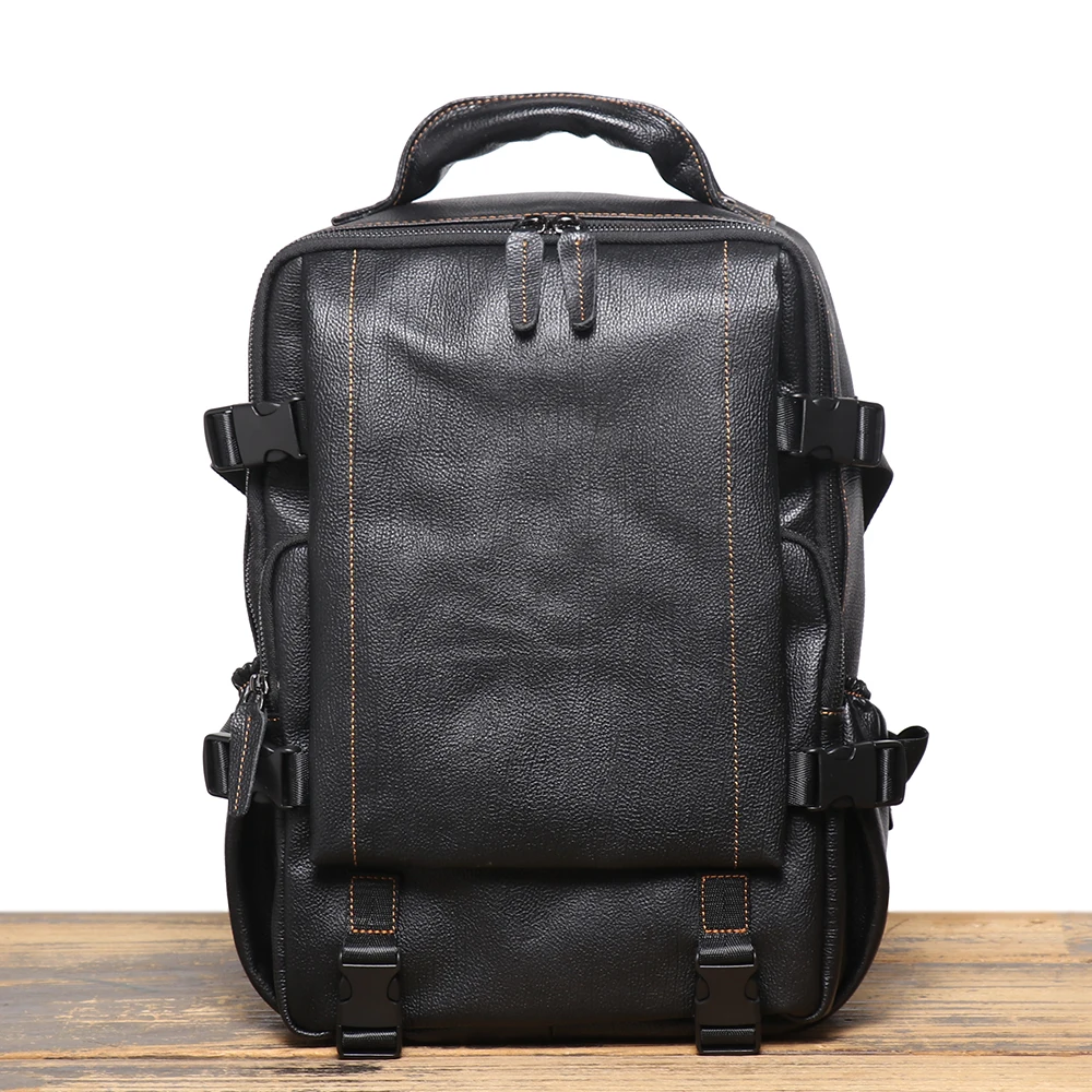 LUOKIR New Men\'s Genuine Leather Travel Backpack Women\'s Cowhide School Bag Large Capacity Backpack Original Double Shoulder Bag