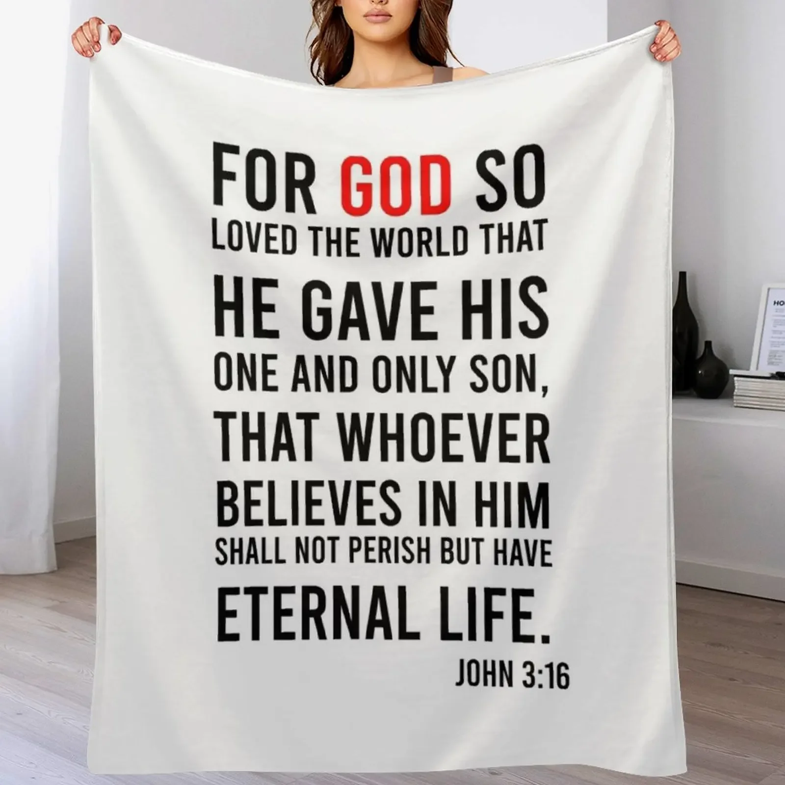 John 3:16 Bible Verse Throw Blanket Soft Plush Blanket as Housewarming Gift