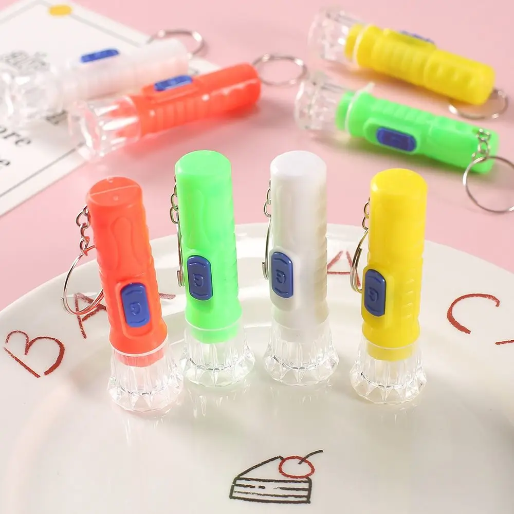 10Pcs Lamp Toy Mini Flashlight Durable Birthday Party Gifts Random Color Keychain Light Portable Plastic LED Torch Children Kid