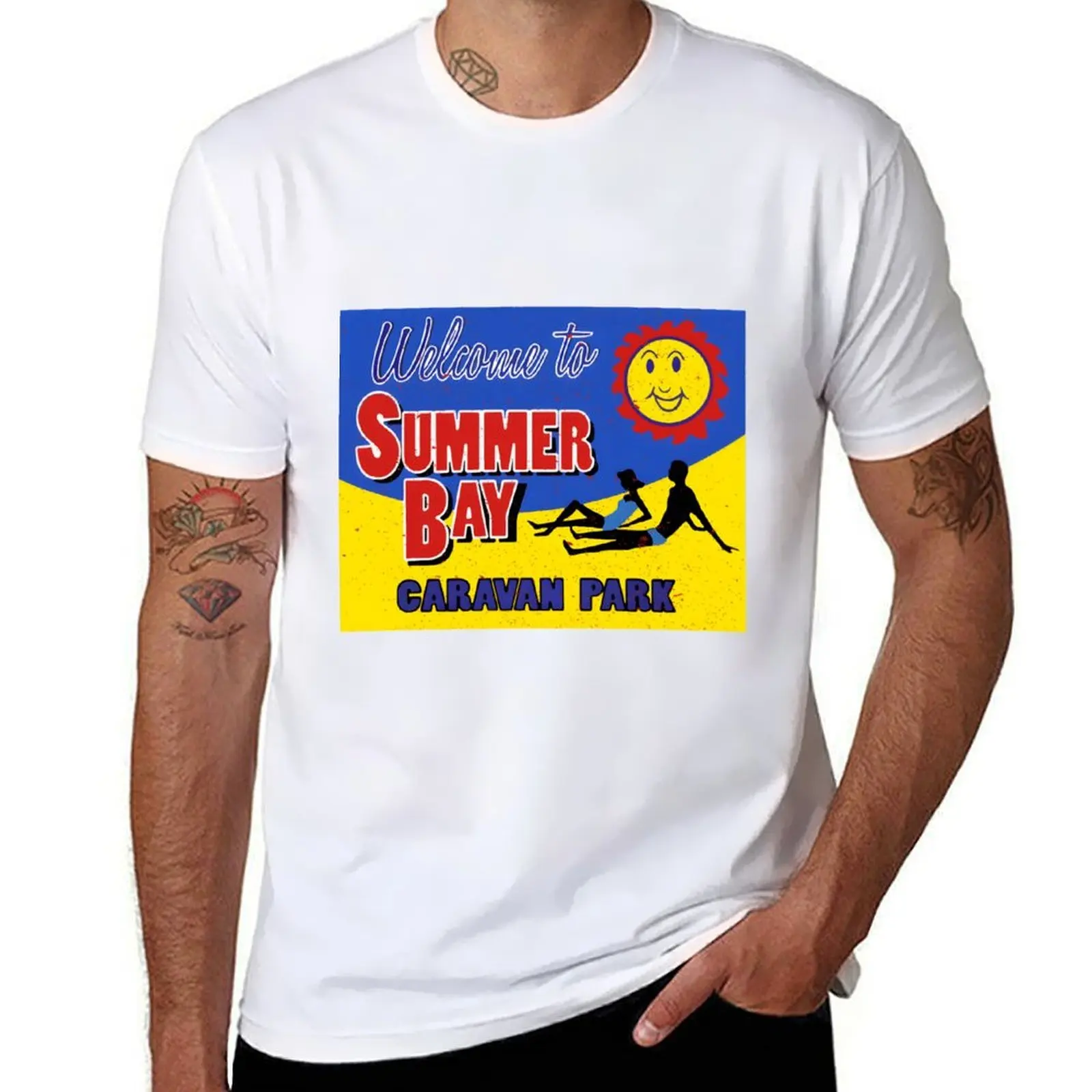 

Retro Home And Away Summer Bay Caravan Park Classic T-Shirt men t shirt cotton 100% t shirts for man pack cotton T-Shirt