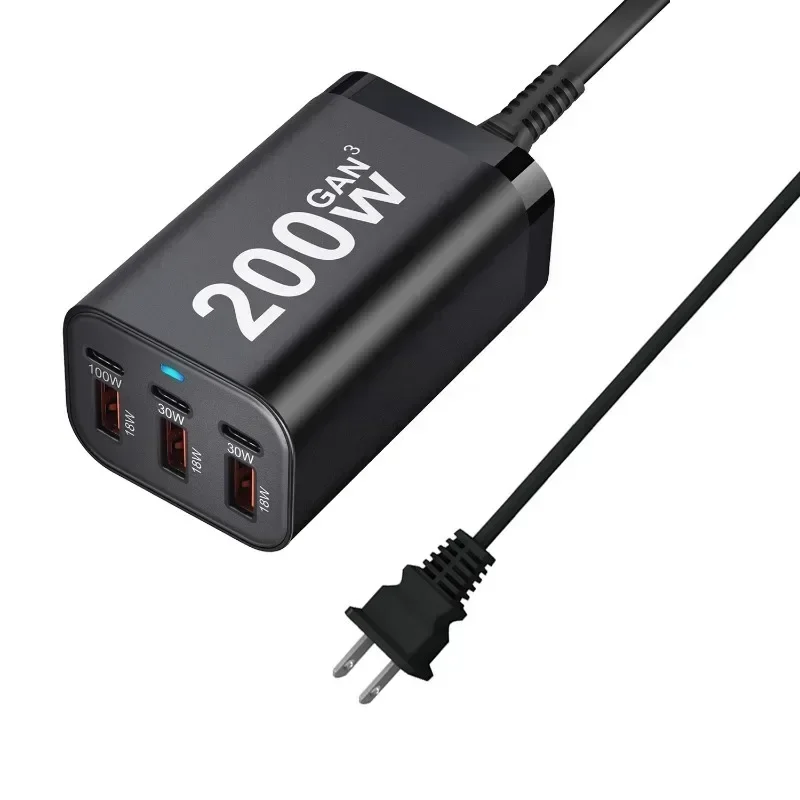 

USB C Fast 200W 6-Port Charging Fast GaN Charger Power Adapter For Samsung Galaxy S23/S22/S21